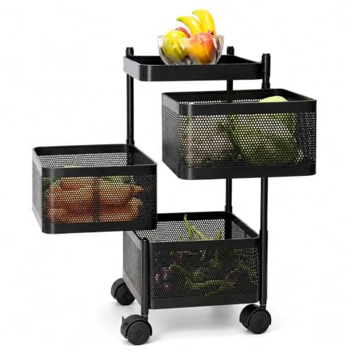 Amazon : Homeor 3 Layer Kitchen Trolley with Wheels | 360 Rotating @1003