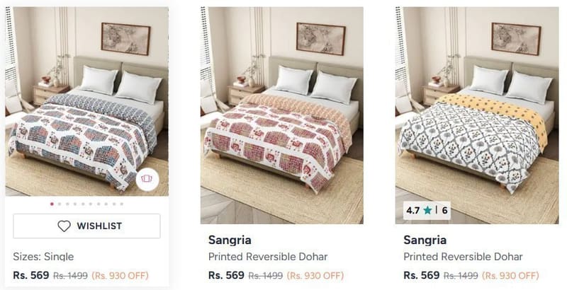 Premium Pure Cotton Blankets Quilts and Dohars starting at 584/- + Additional Discount