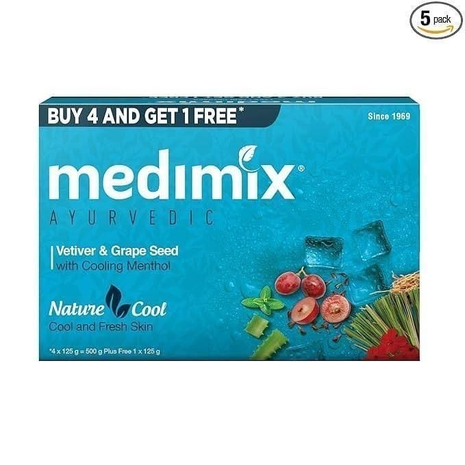 Medimix Ayurvedic Cool Bathing Soap,125Gm (Buy 4 And Get 1 Extra Combo Pack) at Rs.194