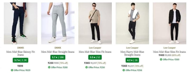 AJIO LOOT: Men's Branded Jeans Start @299
