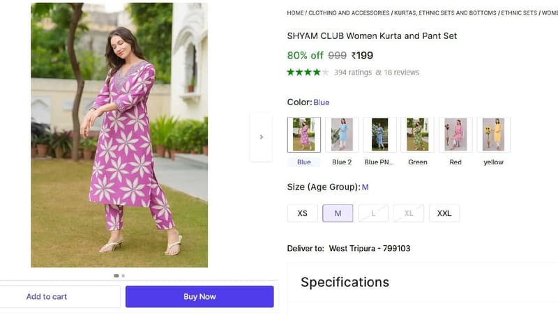🔥  Women Kurta and Pant Set @ ₹199