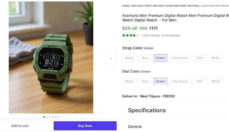 🔥  Men's Premium Digital Watch @ ₹171