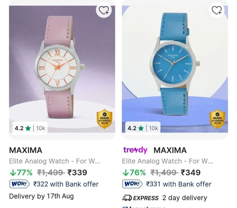 82% off on maxima watches🔥