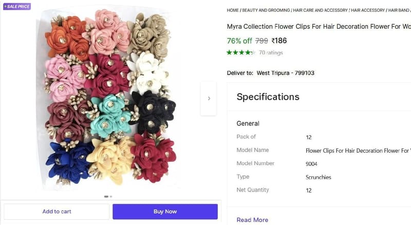 🔥  Women Set Of 12 Pcs Scrunchies @ ₹186