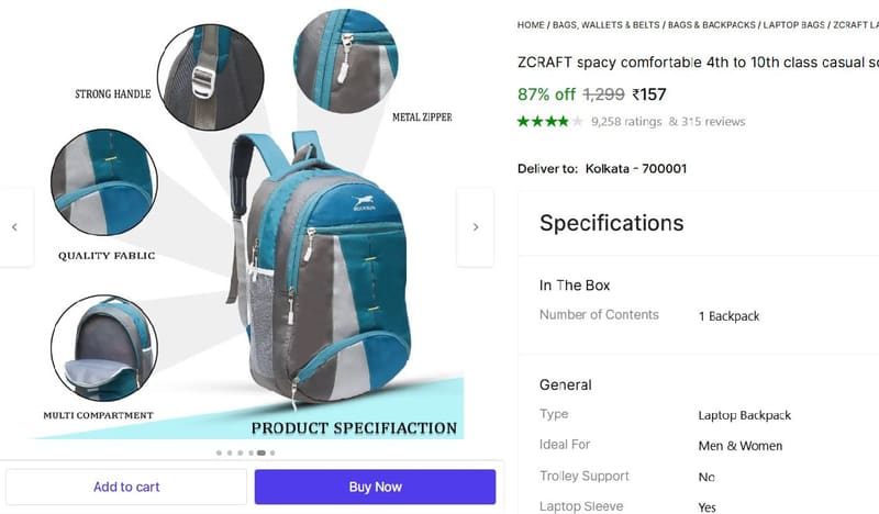 🔥  35 L Backpack (Multicolor) @ ₹157