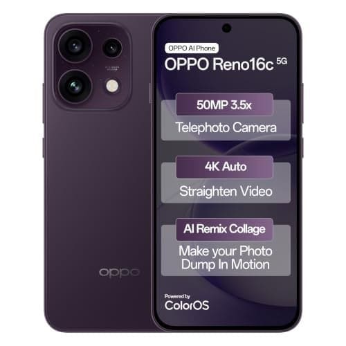 Oppo Reno16c 5G (Twilight Violet, 12GB, 256GB) | 50MP 3.5X T...