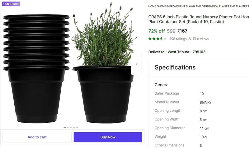 🔥  Plant Container Set (Pack of 10) @ ₹167