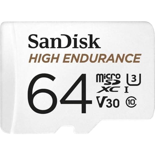 🛍️ SanDisk 64GB High Endurance Video MicroSDXC Card with Adapter for Dash Cam and Home Monitoring Surveillance Systems - C10, U3, V30, 4K UHD, Micro SD Card - SDSQQNR-064G-GN6IA