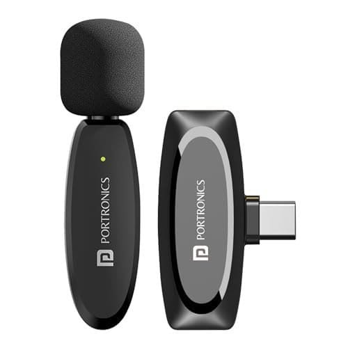 🛍️ Portronics Dash 7 Omnidirectional Type C Wireless Microphone, Noise Cancellation, Plug & Play, Lapel Wireless Mic for Video Recording, Supports Type C Android, iPhone, Camera(Black)