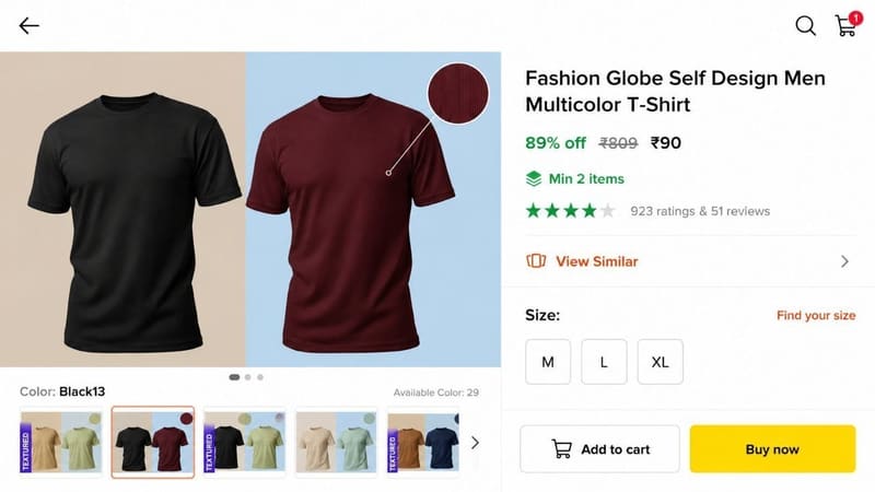 🔥 Lowest : T-Shirt @ ₹90