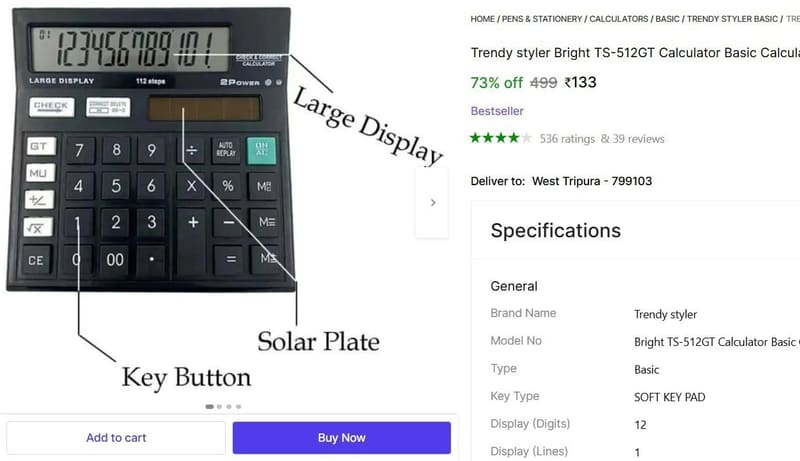 🔥  Calculator (12 Digit) @ ₹133