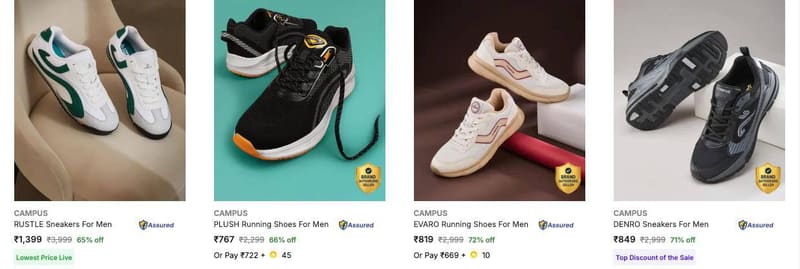 GRAB : Upto 70% Off + Extra 10/15% Off Coupon Of Campus Footwear.