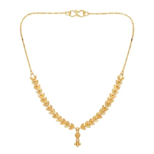 Elegant Gold Leaf Pattern Necklace with Pendant | Lightweigh...