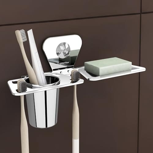 Plantex Stainless Steel 2in1 Soap Holder with Tumbler Holder...