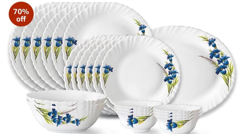 Larah by Borosil Nina Fluted Series Opalware Dinner Set | 21 Pieces @1311