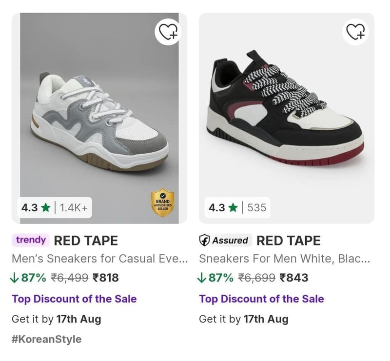 Flipkart | Upto 87% Off On Redtape Sneakers