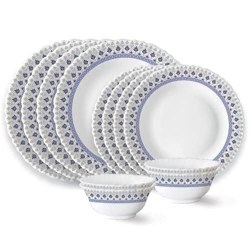 Larah by Borosil Ocean Fluted Series Opalware Dinner Set | 1...