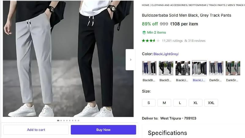 🔥  Track Pants @ ₹108