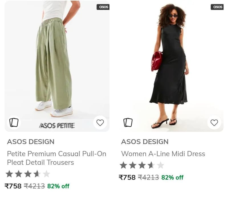 AJIO : Upto 82% Off On ASOS Design Clothing.