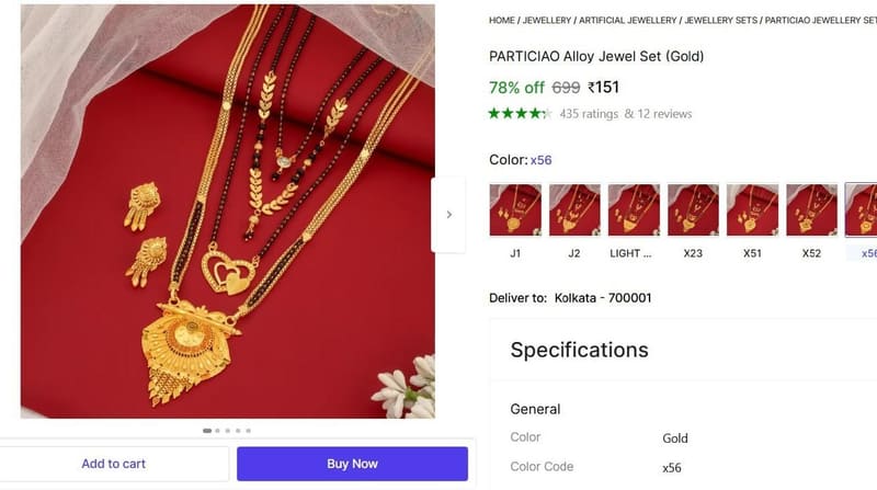 🔥  Alloy Jewel Set (Gold) @ ₹151