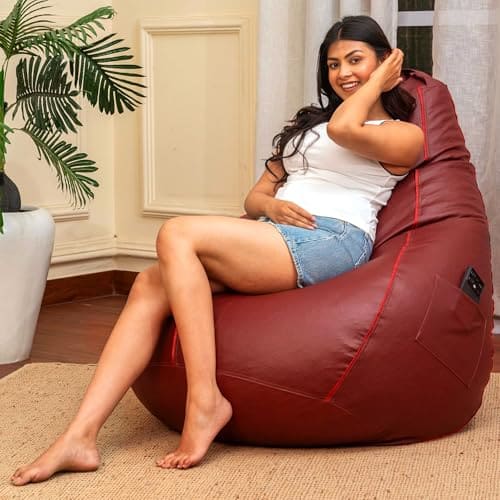 Sattva Classic Piping XXXL Bean Bag with Pocket Filled with ...