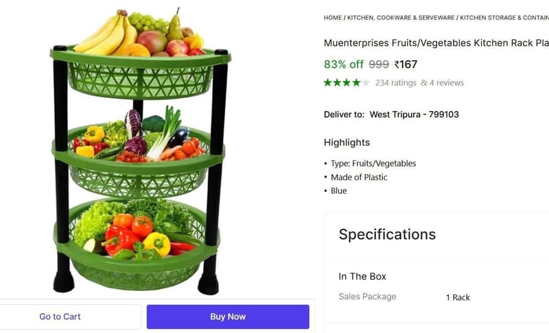 🔥  Fruits/Vegetables Kitchen Rack @ ₹167