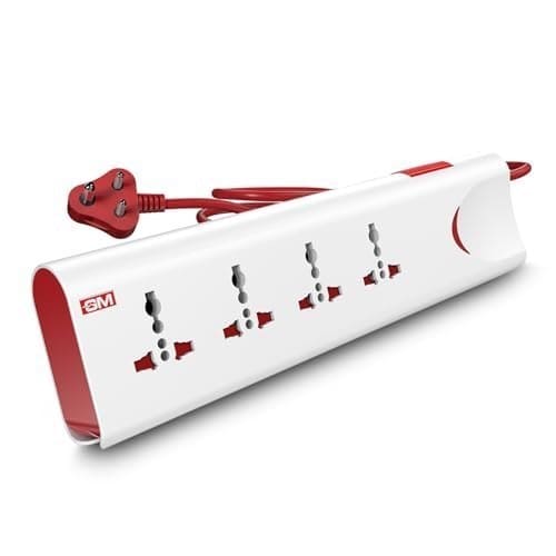 🛍️ GM 3060 Extension Board 10Amp Output 250 Volts with 2 Mtr Extension Cord & Surge Protector | Master Switch, Safety Shutter, 4 International Sockets | Multi Plug Travel Adapter for Home Appliances