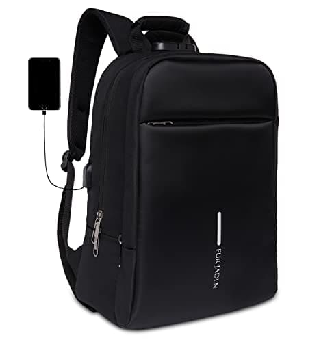 🛍️ FUR JADEN Anti Theft Number Lock Backpack Bag with 15.6 Inch Laptop Compartment, USB Charging Port & Organizer Pocket for Men Women Boys Girls (Black)