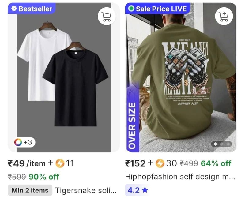 🔥 Men's T Shirts From ₹49