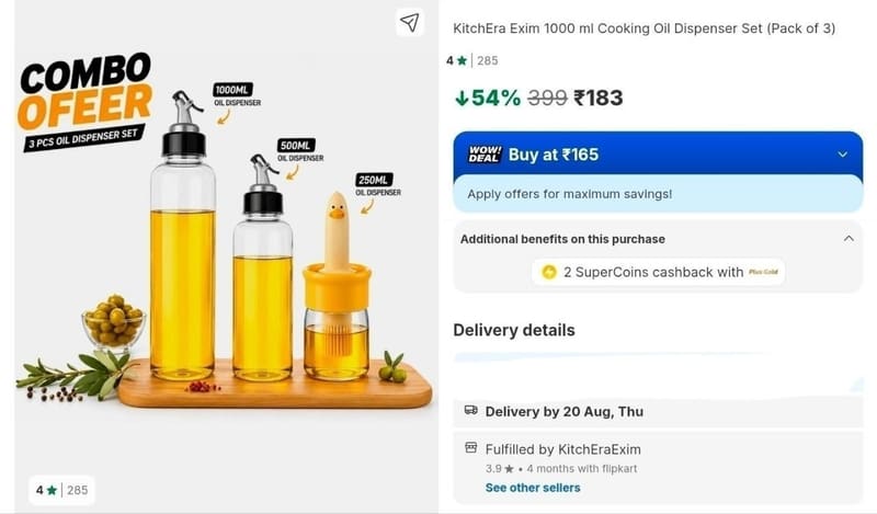 🔥Pack of 3 Oil Dispenser at ₹183