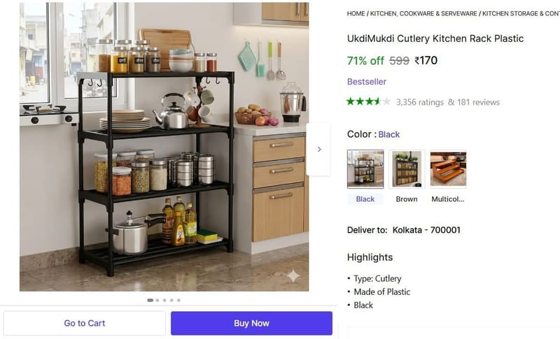 🔥  Cutlery Kitchen Rack Plastic @ ₹170