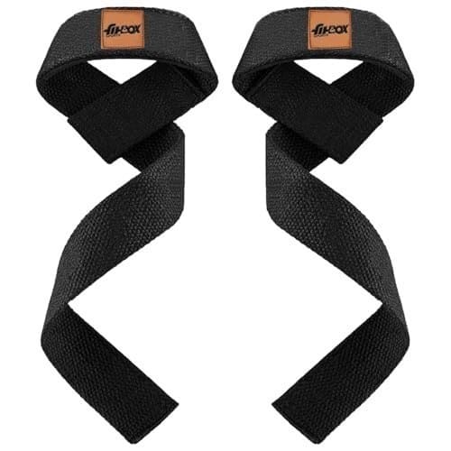 🛍️ FitBox Sports Premium Lifting Straps, Powerlifting, Wrist Supporter For Deadlifting With Padded Support - Black