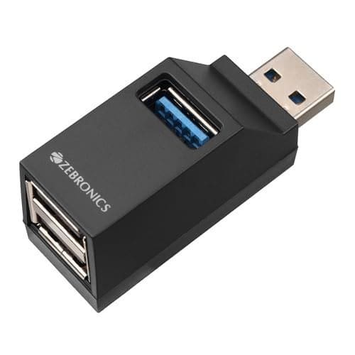 🛍️ ZEBRONICS 180HB USB HUB, 3 Ports, USB 3.0, Transfer Speeds Upto 5 Gbps, Lightweight Design, Multi OS Compatible, Plug and Play