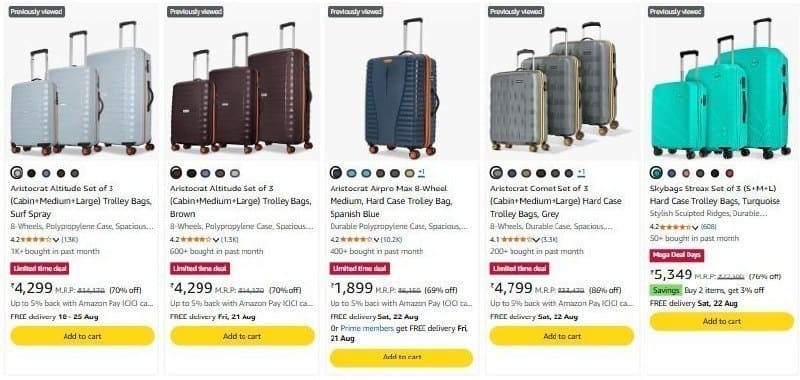 Grab : Upto 85% Off on Aristocrat Trolleys + Bank Offers😱😱