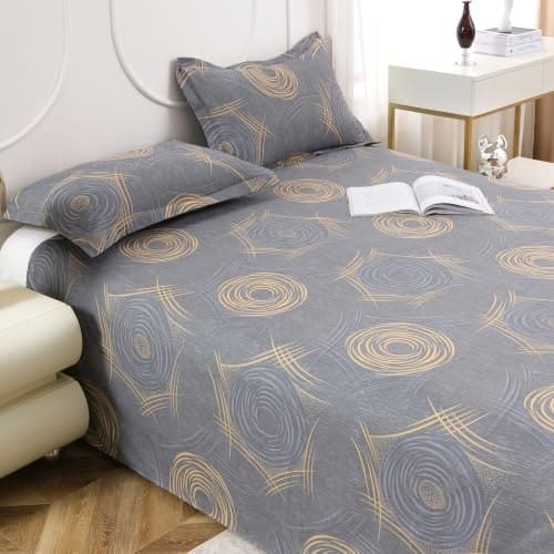 Dew Cotton Bedsheet for Double Bed 160 TC 250 x 225 CM, Grey...