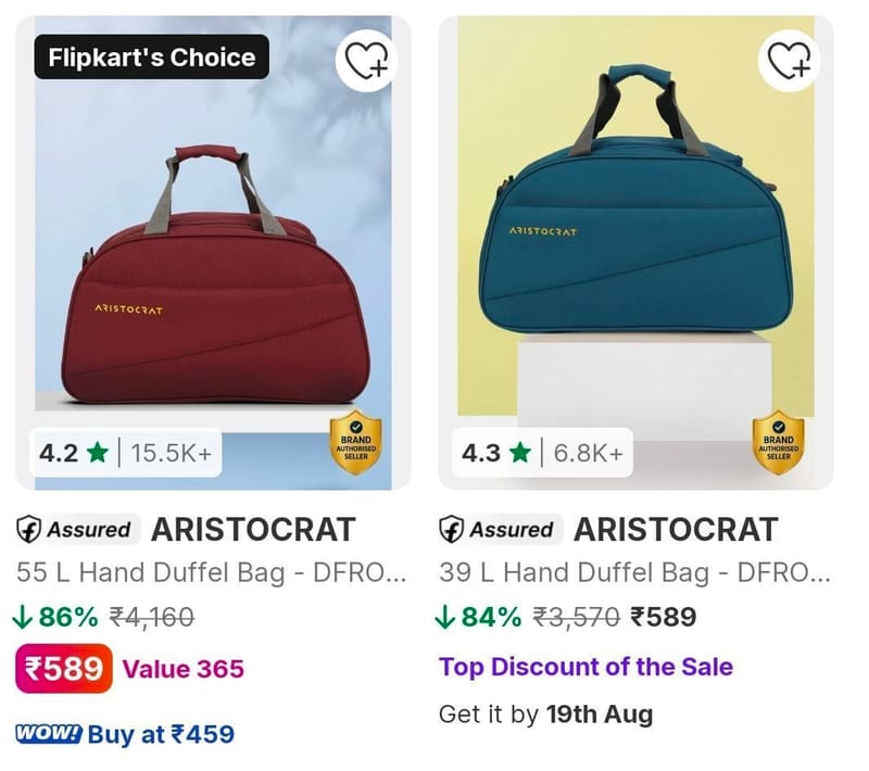 Flipkart | Aristocrat Duffel Bags @₹589