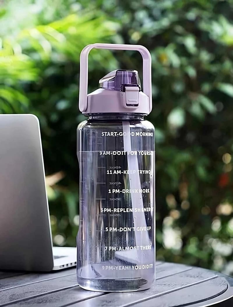 MOTIVATIONAL WATER BOTTLE 2000ML-PURPLE 2000 ml PET, Plastic...