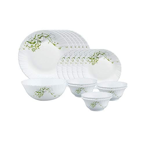 Larah by Borosil Erba Opalware Dinner Set, 19 Pieces, White