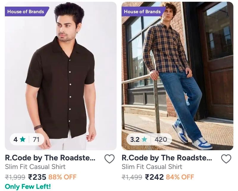 Myntra : Upto 89% Off On Roadster Clothing.
