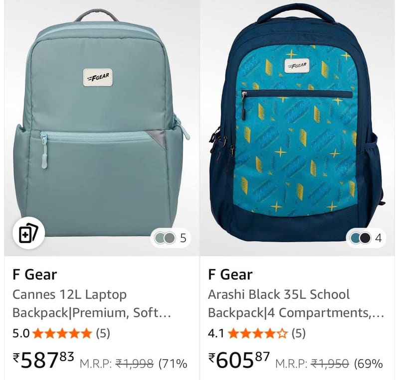 Upto 80% Off On F Gear Backpacks.