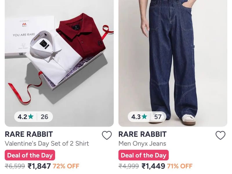 Upto 71% Off On Rare Rabbit Clothing.