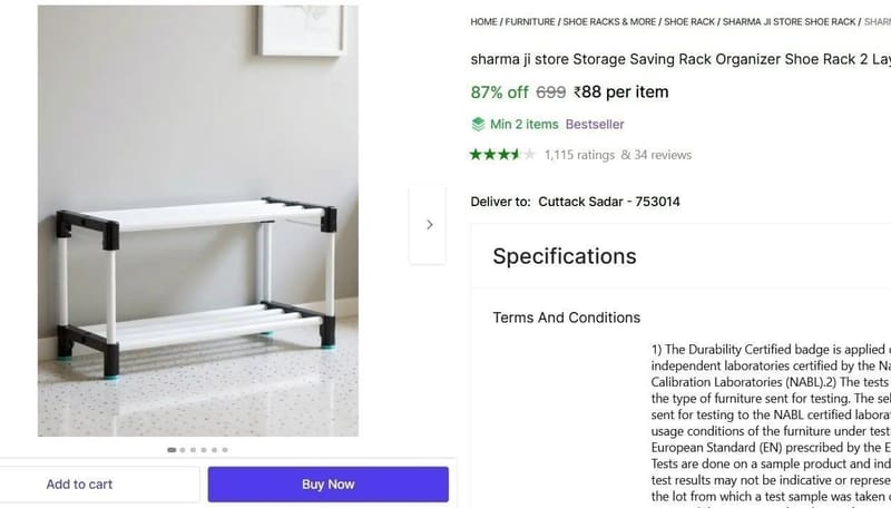 💥 2 Layer Plastic Shoe Rack @ ₹88