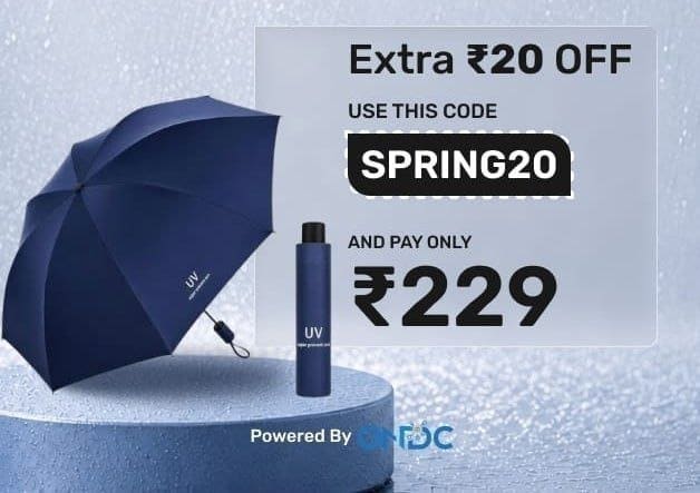UV Protection Foldable Umbrella @ ₹229