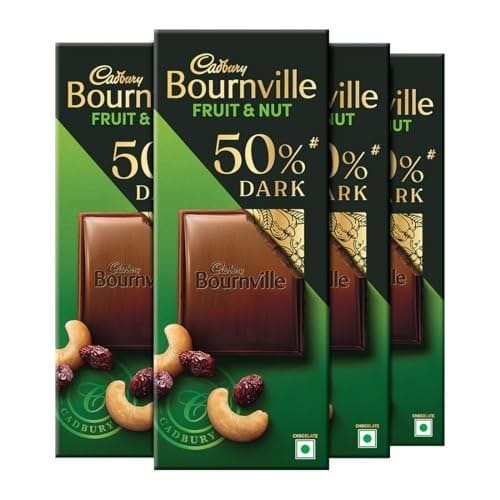 Cadbury Bournville Fruit & Nut 50% Dark Chocolate Bar, 75 g ...