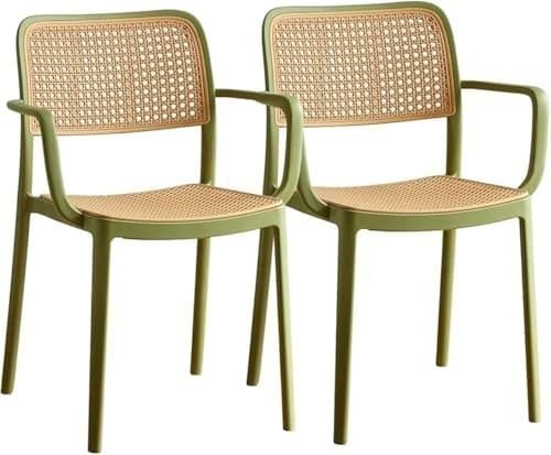 🛍️ INNOWIN Mirra Chair for Cafeteria | Arm Chair | Accent Chair for Living Room Home, Bedroom, Cafe and Hotels | 3- Year Warranty | Set of 2 | Plastic | Green