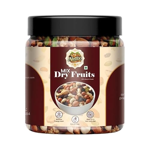 🛍️ NUTLIX Premium Mix Dry Fruits 1kg | Almonds, Cashews, Pistachios, Raisins, Apricots, Black Raisins & Dried Kiwi | Assorted Crunchy Trail Mix for Snacking & Gifting