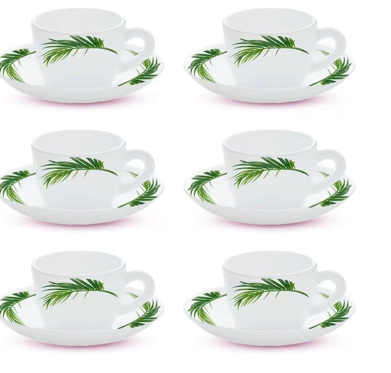 Larah Opalware Cup & Saucer Set Of 12 Pcs @405.