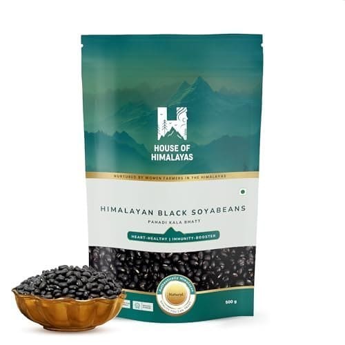 🛍️ House of Himalayas Black Soyabeans, Pahadi Kala Bhatt, High Protein and Fibre, Natural, Unpolished and Chemical-Free, GI Tagged, Cultivated by Women Farmers, 500g