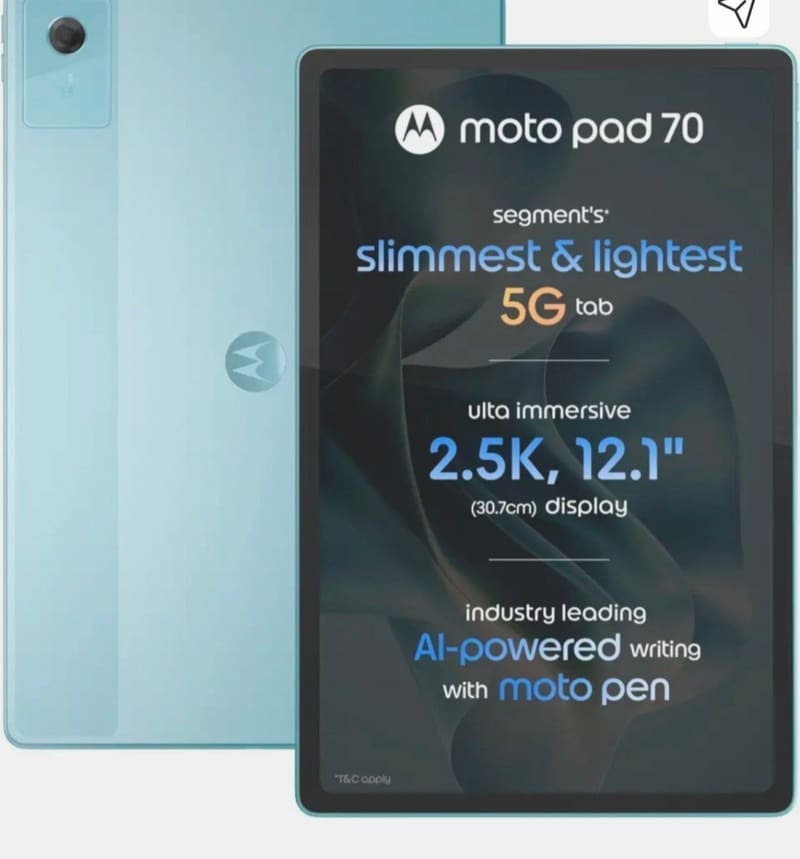 GRAB : Motorola pad 70 (8GB RAM 256 GB ROM) @29,999