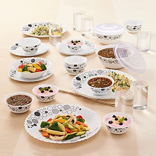 Larah By Borosil 35pc Opalware Dinner Set with Vision Glass ...